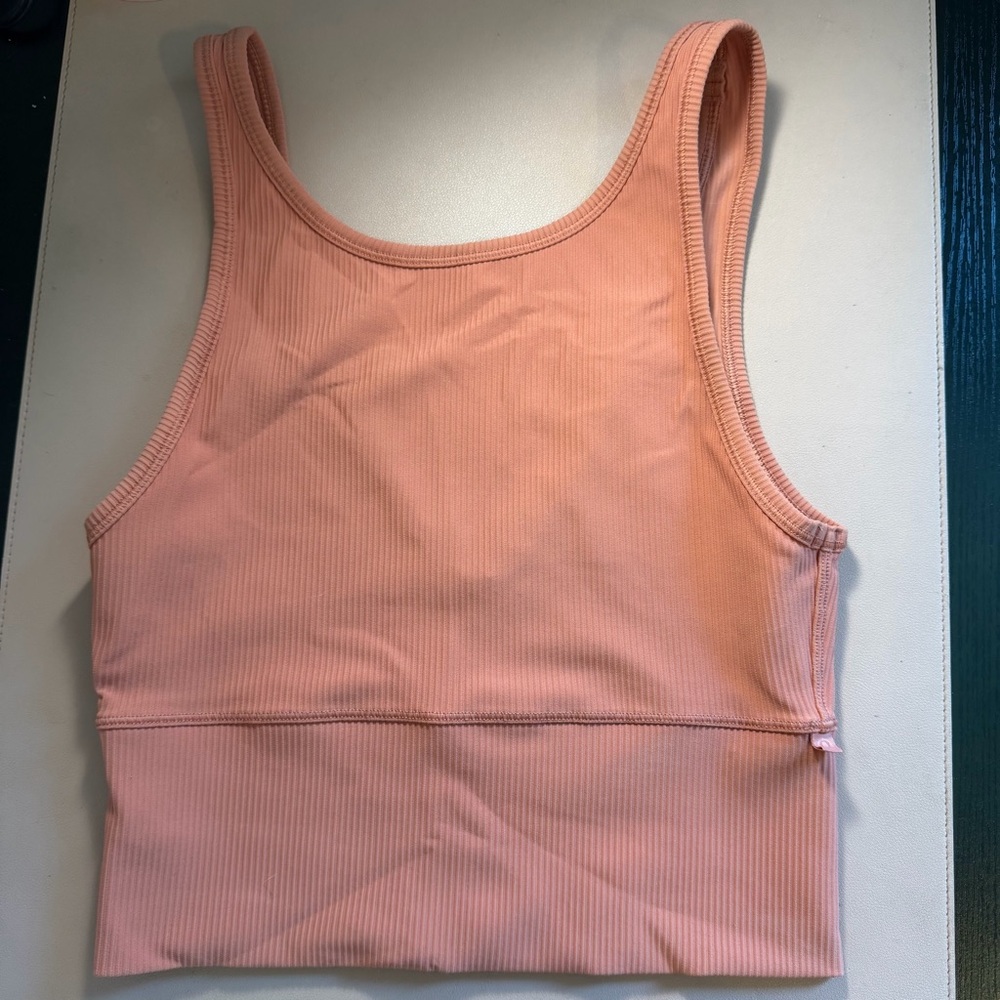 Lululemon Ribbed Cropped Tank Top Soft Pink Women's Size 6 Stretch Athletic Yoga